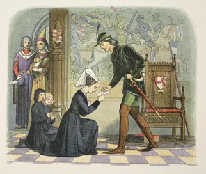 Edward IV en Lady Elizabeth Grey, 1 mei 1464, uit Een Kroniek van Engeland BC 55 tot AD 1485, uitgegeven Londen, 1863